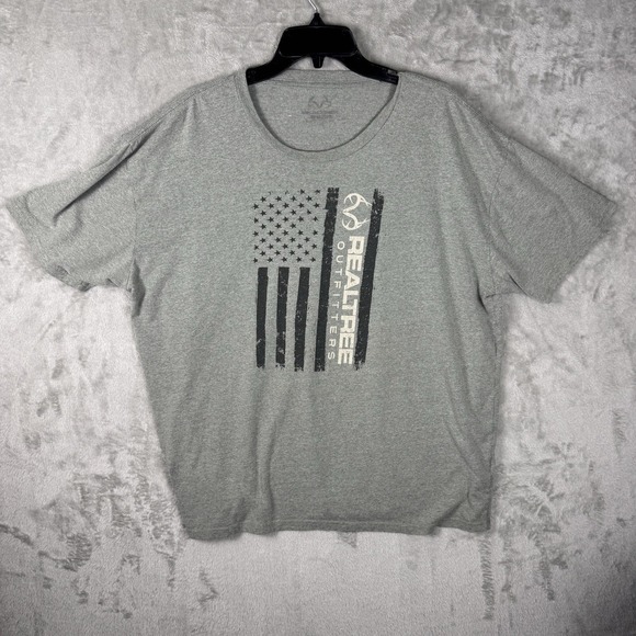 Men's Realtree Graphic American Flag T-Shirt ~ Gray ~no Tag See Measurements - Picture 1 of 8
